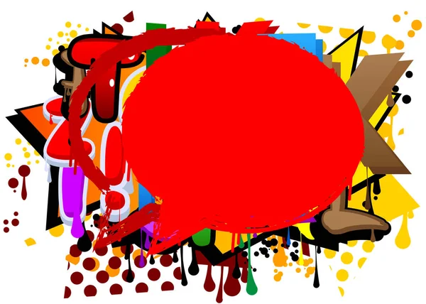 Red Speech Bubble Graffiti Elementami Abstrakcyjnymi Tło Kontekst Malarstwa Miejskiego — Wektor stockowy