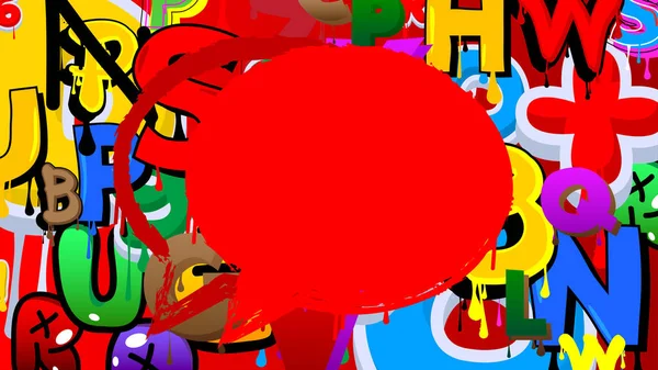 Красная Речь Пузырь Граффити Абстрактными Элементами Фон Фон Стиле Городской — стоковый вектор