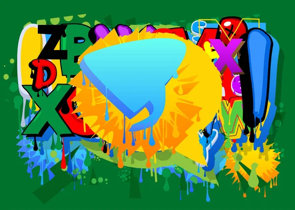 Голубой Пузырь Речи Граффити Цветным Фоном Фон Стиле Городской Живописи — стоковый вектор