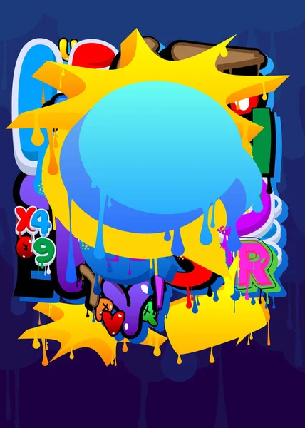 Blue Speech Bubble Graffiti Mit Abstraktem Buntem Hintergrund Hintergrund Urbaner — Stockvektor