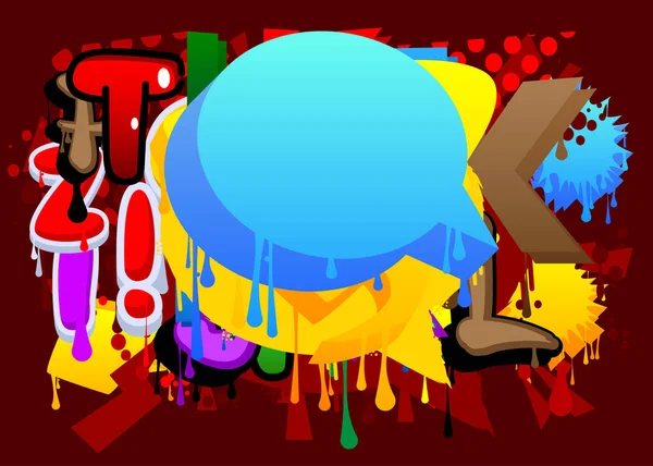 Blauwe Speech Bubble Graffiti Met Abstracte Kleurrijke Achtergrond Stedelijke Schilderstijl — Stockvector