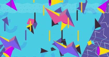 Soyut retro çizgi film, geometrik vintage minimal grafik animasyonu hareket ettiriyor. Basit geometrik arkaplan videosu. Renkli düz şekilli tasarım teması arkaplanı. Geometri Sanatı ögeleri şablonu.