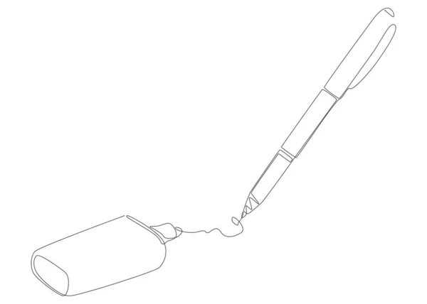 フェルトの先端ペンで描かれた文房具の連続ライン 細い線イラストベクトルのコンセプト Contour Drawing Creative Ideas — ストックベクタ