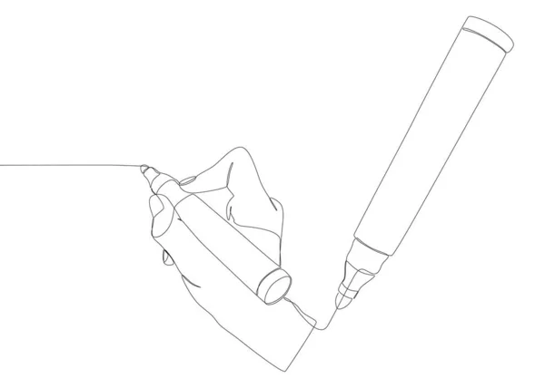 Una Linea Continua Cancelleria Disegnata Con Pennarello Thin Line Illustrazione — Vettoriale Stock
