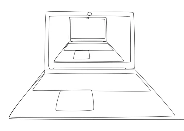 Uma Linha Contínua Laptops Thin Line Ilustração Vetor Portátil Conceito —  Vetores de Stock