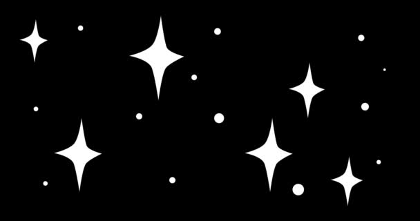 Stella Cosmica Brillante Animata Bianca Forme Scintillanti Sfondo Nero Stile — Video Stock