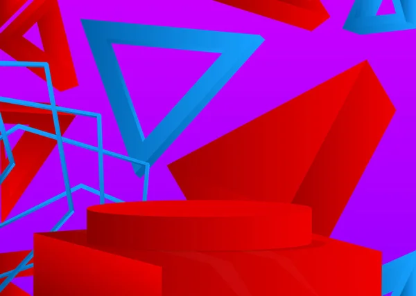 Синий Красный Фиолетовый Минимальные Геометрические Формы Отображения Продукта Подиум Научно — стоковый вектор