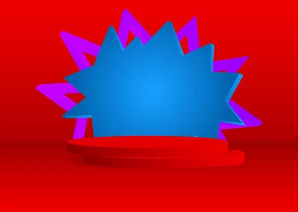 Display Geometrico Minimale Blu Rosso Viola Podio Piedistallo Cilindro Fantascientifico — Vettoriale Stock