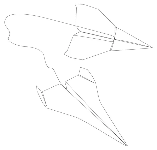 Una Línea Continua Aviones Papel Concepto Vectorial Ilustración Línea Delgada — Vector de stock