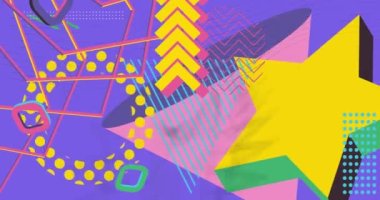 Basit geometrik elementler arka plan videosu. Klasik şekil tasarım teması arkaplanı. Geri hareket eden geometrik minimal grafik çizgi film şablonu.