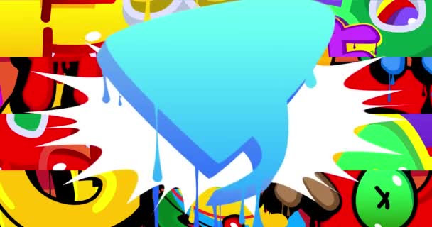 Blue Graffiti Speech Bubble Abstract Colorful Background Animation Відео Карикатура — стокове відео