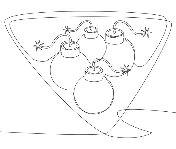 Egy Folyamatos Beszédbuborék Bombával Vékony Vonal Illusztráció Vektor Koncepció Contour — Stock Vector