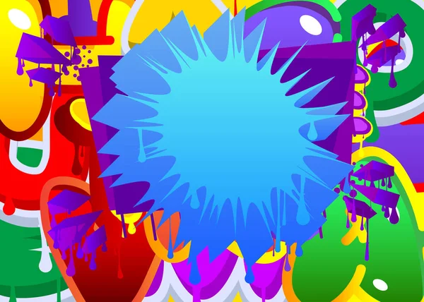 Blue Speech Bubble Graffiti Avec Des Éléments Violets Sur Fond — Image vectorielle