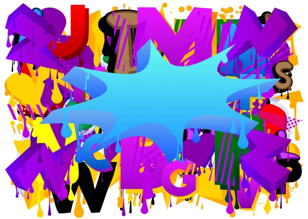 Blue Speech Bubble Graffiti Avec Des Éléments Violets Sur Fond — Image vectorielle