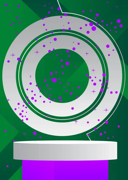 Подиум Зеленого Фиолетового Белого Цилиндров Абстрактная Сцена Минимальными Геометрическими Формами — стоковый вектор