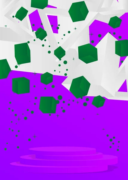Podium Cylindre Vert Violet Blanc Vitrine Abstraite Avec Des Formes — Image vectorielle