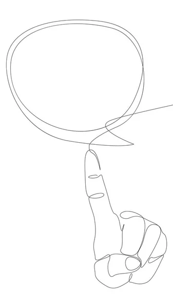 音声バブルと手の1つの連続行 細い線イラストベクトルのコンセプト Contour Drawing Creative Ideas — ストックベクタ