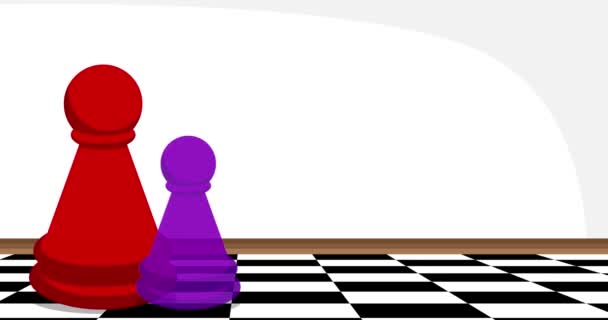 Πολύχρωμο Πιόνι Σκάκι Κομμάτι Κινουμένων Σχεδίων Βίντεο — Αρχείο Βίντεο