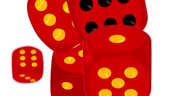 Κόκκινα Ζάρια Κύβος Σχήμα Κινούμενο Φόντο Τύχη Τύχη Βίντεο Έννοια — Αρχείο Βίντεο