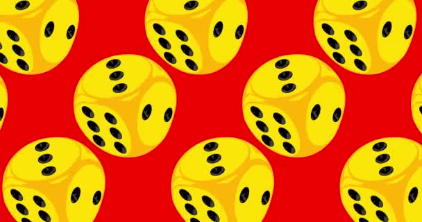 黄色のダイス キューブ状のアニメーションの背景 運のコンセプトビデオ 遊び心のあるボードゲーム ギャンブルの動画 — ストック動画