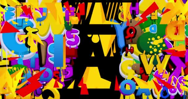 Sarı Graffiti Konuşma Kabarcığı Animasyonu Yoğun Renkli Bir Geçmişi Var — Stok video
