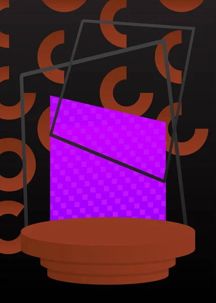 黑色和紫色的产品展示 模拟舞台展示表演 气缸底座台面 矢量极小几何形状 空旷场景 — 图库矢量图片