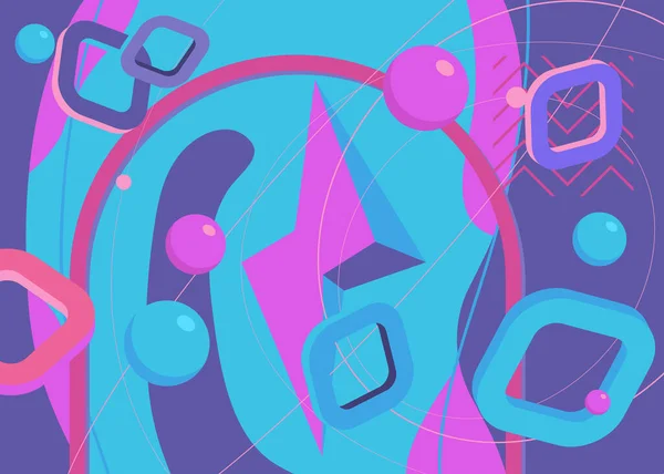 Синій Рожевий Фіолетовий Зайнятий Психоделічний Ємний Фон Простий Геометричний Вектор — стоковий вектор