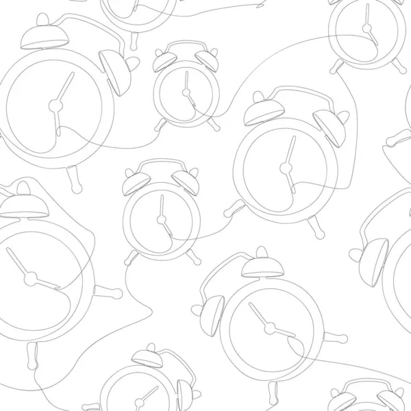 一个连续的警钟线 细线图解矢量时钟的概念 环球旅行吸引创意 — 图库矢量图片