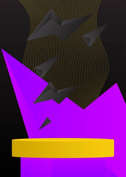 Exhibición Abstracta Negra Morada Amarilla Del Producto Maqueta Escenario Vectorial — Archivo Imágenes Vectoriales