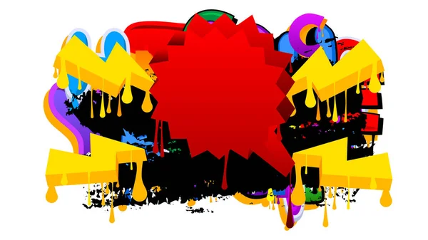 Red Speech Bubble Graffiti Com Fundo Colorido Cenário Estilo Pintura —  Vetores de Stock
