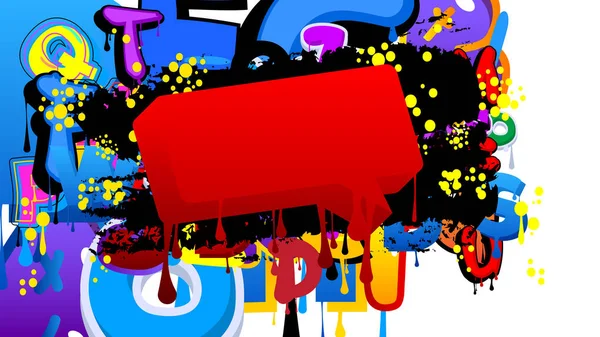 Red Speech Bubble Graffiti Mit Buntem Hintergrund Hintergrund Urbaner Malerei — Stockvektor