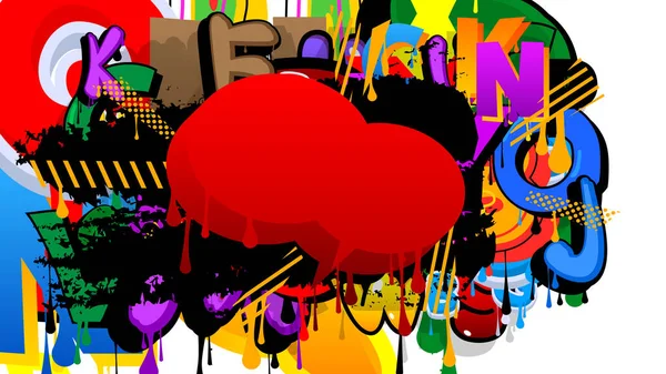Red Speech Bubble Graffiti Kolorowym Tle Kontekst Malarstwa Miejskiego Abstrakcyjny — Wektor stockowy