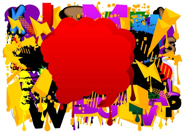 Красная Речь Пузырь Граффити Красочным Фоном Фон Стиле Городской Живописи — стоковый вектор