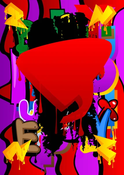 红色的语言 带着彩色背景的浮雕涂鸦 都市绘画风格背景 现代肮脏街道艺术装饰中的抽象讨论符号 — 图库矢量图片
