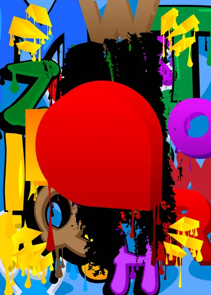 Red Speech Bubble Graffiti Com Fundo Colorido Cenário Estilo Pintura — Vetor de Stock