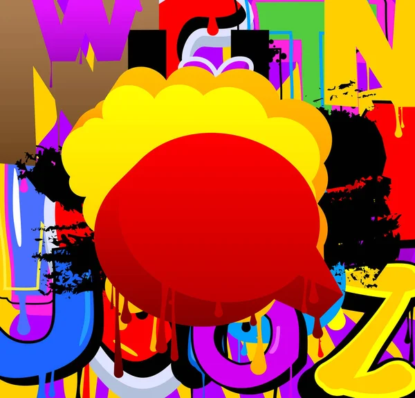 Красная Речь Пузырь Граффити Красочным Фоном Фон Стиле Городской Живописи — стоковый вектор