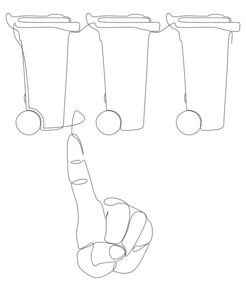 Uma Linha Contínua Mão Com Lixo Bin Conceito Vetor Ilustração — Vetor de Stock