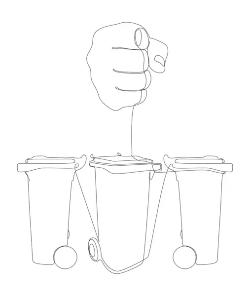 Uma Linha Contínua Mão Com Lixo Bin Conceito Vetor Ilustração — Vetor de Stock