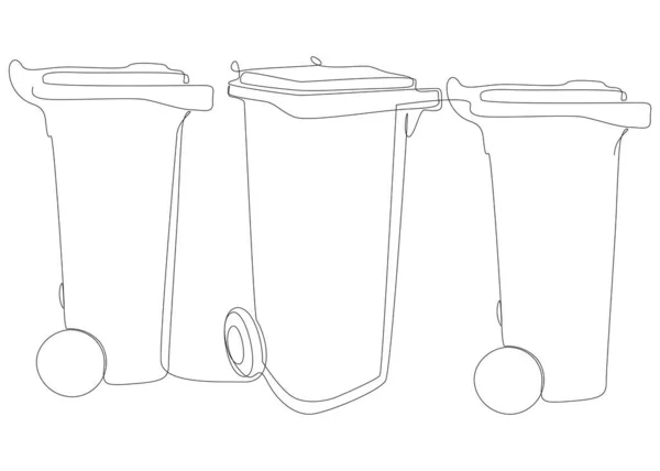 Sürekli Bir Çöp Kovası Hattı Nce Çizgi Çizimi Vektör Konsepti — Stok Vektör