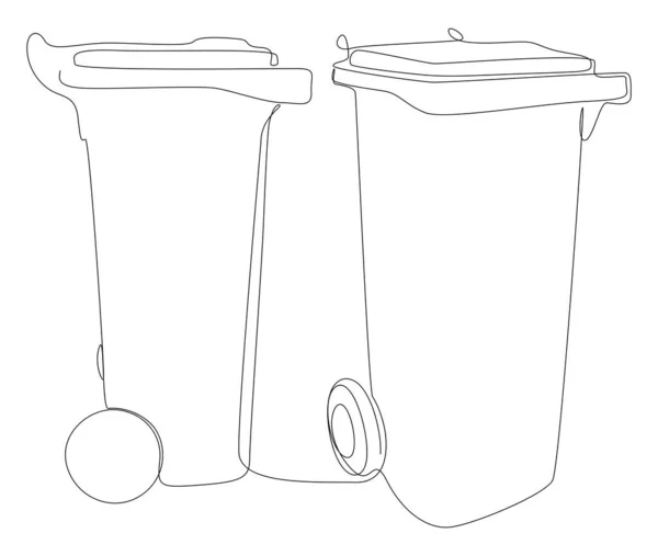 One Continuous Line Garbage Bin Thin Line Illustration Vector Concept — Stock Vector