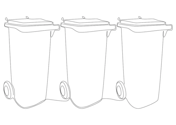 Eine Ununterbrochene Linie Von Mülltonnen Thin Line Illustration Vektorkonzept Kreative — Stockvektor