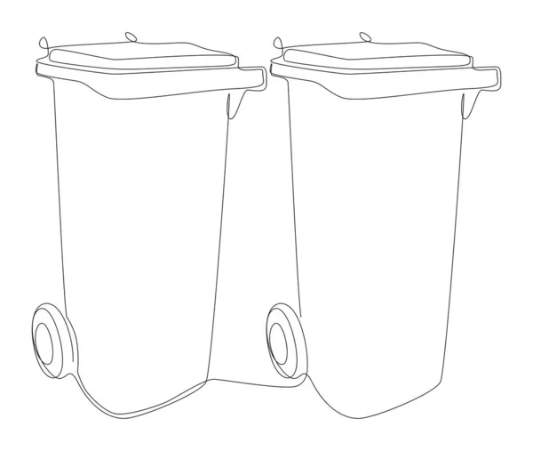 One Continuous Line Garbage Bin Thin Line Illustration Vector Concept — Stock Vector