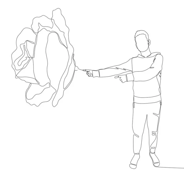 Одна Безперервна Лінія Людини Вказує Пальцем Троянду Векторна Концепція Тонкої — стоковий вектор