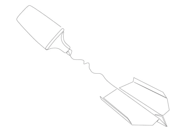 Keçeli Kalemle Çizilmiş Sürekli Bir Kağıt Uçak Çizgisi Nce Çizgi — Stok Vektör