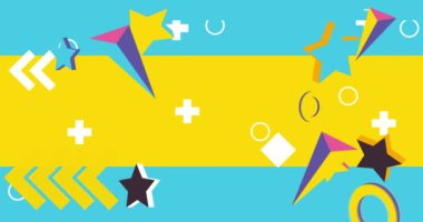 Basit geometrik arkaplan videosu. Soyut şekil tasarım teması arkaplanı. Retro elementler şablonu. Hareket eden geometrik vintage minimal grafik çizgi film hareketi