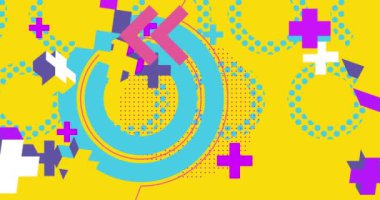 Basit geometrik arkaplan videosu. Soyut şekil tasarım teması arkaplanı. Retro elementler şablonu. Hareket eden geometrik vintage minimal grafik çizgi film hareketi