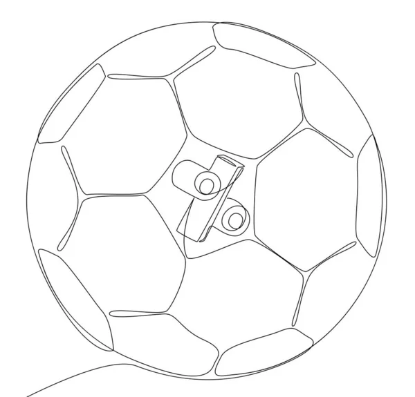 Una Línea Continua Pelota Fútbol Con Signo Porcentaje Concepto Vectorial — Vector de stock
