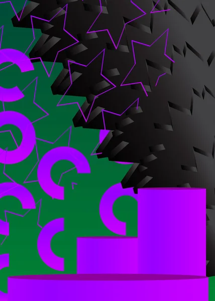 Escenario Abstracto Verde Púrpura Negro Para Presentación Exhibición Futurista Del — Archivo Imágenes Vectoriales