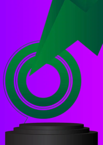 Escenario Abstracto Verde Púrpura Negro Para Presentación Exhibición Futurista Del — Vector de stock