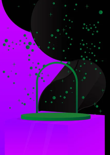 Абстрактная Зеленая Фиолетовая Черная Сценическая Витрина Презентации Векторный Футуристический Макет — стоковый вектор